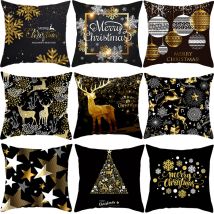 Fodera per cuscino in oro nero natalizio da 45cm decorazioni natalizie per la casa ornamenti