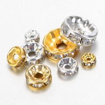 100 Stück 6/8/10 mm Strass Rondellen Spacer Perlen für DIY Schmuckherstellung Zubehör