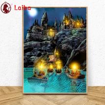 Harry Castle Cross Stitch Diamond Painting, DIY Diamond Stickerei, volle runde Mosaik dekoration, 5D Square, Neuankömmling