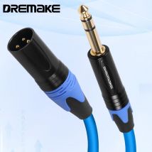 DREMAKE Kabel mikrofonowy XLR 3-pinowy do gniazda jack 6,5 mm Przewód Aux TRS 6,35 mm / 6,5 mm męski do XLR męskiego do wzmacniacza AMP