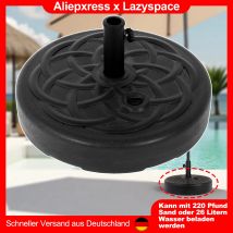 Base per ombrellone da esterno rotonda Lazyspace, base per ombrellone da patio, base per ombrellone da mercato funziona con sabbia da 83/220 libbre o acqua da 19/26 litri