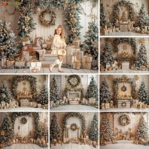 Gold Weihnachtsgeschenk Zimmer Hintergrund Fotografie Glitzer Kerze Weihnachtsbaum Kranz Holz Hintergrund Kind Geburtstag Familie Fotostudio