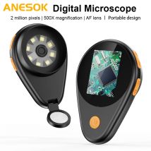 Microscopio digitale portatile IPS da 2,0 pollici con obiettivo AF 8 LED Microscopio video con ingrandimento 500X con lente d'ingrandimento per la riparazione