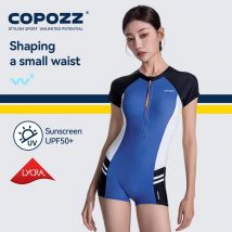 COPOZZ Damen-Badeanzug, Anti-UV, einteilige Badebekleidung, UPF 50+, Tauchanzug, dünner Rashguard, Reißverschluss, Schnorcheln, Schwimmen, Surfanzug