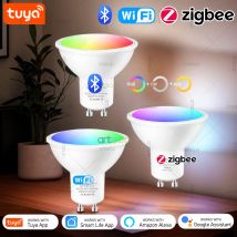 Tuya GU10 LED Bulbs WiFi Zigbee Bluetooth,RGB C+W White Dimmable Lamps ,Smart Life App Control Led Light Bulb,Voice Alexa Google