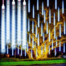 8 tubi spina europea LED pioggia di meteoriti luce 30/50 cm stringa di luce fata vacanza all'aperto decorazione natalizia decorazione dell'albero arredamento del giardino