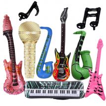 Disco Music Party Decor Inflatable Foil Balloon Guitar Bass Saxophone Music Props 80s 90s Birthday Party Hip Hop Party Supplies
