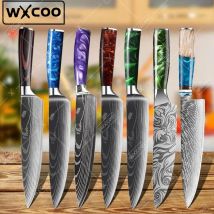 Wxcoo japanische Küchenchef Messer Laser Damaskus Muster ultra-scharfe Santoku Messer Fleisch beil Obsts chäler Fischfilet Messer