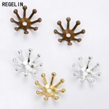 REGELIN 100pcs 10mm Vintage Filigree Jewerly Spacer Flowers Motif Charms Loose Bead End Caps Handmade for DIY Retro Jewelry