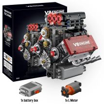 V8 Engine Motorized Simulation Brick Model Electrically Drive Building Blocks Technical Car Parts Creative Toys Gifts Kids Adult