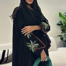 Neue 2024 schwarz lässig offen Kimono Abaya für muslimische Frauen Ramadan Eid Jalabiya Stickerei Langarm afrikanische marok kanis che Robe