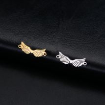 EUEAVAN 5pcs Angel Wing Stainless Steel Charm Pendant Necklace Wholesale Jewelry Making Supplies Bracelet Connector Charms