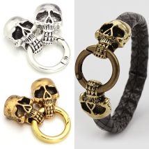 1 Pc Hole Skull Clasp Connetctor Skull Spring Link Buckle Bracelet  Ring 25x60mm for Leather Cord DIY Necklace Jewelry Making