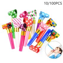 10/100PCS Colorato Blowout Fischietto Colpo Rotolo Giocattolo Per Bambini Festa Di Compleanno Bomboniere Regali Cheer Puntelli Pinata Riempitore Baby Shower Forniture