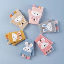 4-11 lat kreskówka króliczek pięciopalczaste rękawiczki dziecięce zimowe grube półpalcowe rękawiczki z dzianiny zimowe nowe ciepłe rękawiczki