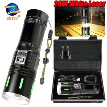 Hochleistungs-LED-Taschenlampe mit 20 W, 1000 Lumen, wiederaufladbar, zoombar, Outdoor, Angeln, Camping, Notfall-Taschenlampe, Powerbank