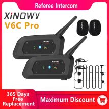 XINOWY V6C Motorrad Helm Headset Intercom Arbitration Bluetooth Kopfhörer 1200 m Fußball Schiedsrichter Voll-Duplex Interphone