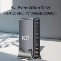 800W GaN Charger USB C Fast Desktop 10-port USB Type C PD3.1 Charger Fast Charging for iPhone 16 15 14 Samsung S24 Xiaomi Laptop