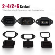 2+6 Elektrofahrzeug-Steckdose mit wasserdichter Abdeckung, Nut, 2+4 weibliche Batterieladeanschluss, E-Bike-Ladeanschluss-Sitz