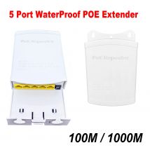 5-Port-POE-Extender, 4-Port-Repeater, 100/1000 Mbit/s, wasserdicht, für den Außenbereich, Innenbereich, Netzwerk, IP55, 44–57 V, für POE-Kamera, Wierless AP-Telefon
