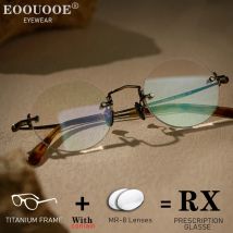 Gafas Vintage Retro de bronce para hombre, gafas graduadas ópticas redondas sin montura de titanio puro, lentes de receta, gafas para miopía