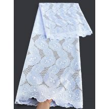 5 yards Best Quality Embroidered African Polish Lace Original Austria Cotton 100% Ceremony Couple Voile Fabric Pure White