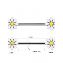 PAIR 316l Surgical Steel daisy Nipple Ring Piercing Cute Sun Flower Nipple Shield Barbell Piercing Body Jewelry 14g