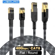 Classic Cat8 Ethernet Cable 0.5m 5m 10m 15m 20m 40Gbps Nylon Braided Flat Round Cat 8 RJ45 Network Lan Patch Cord for Router PC