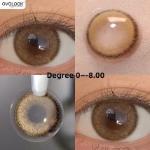 OVOLOOK-Prescription Contact Lenses Myopia Lenses with Diopters Natural Pupils Color Contact Lenses for Eyes Brown Lenses 2pcs