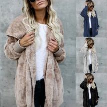 Herbst Winter Frauen Casual doppelseitigen Pelz Fleece Faux Pelz Medium Stil Mit Kapuze Warme Dicken Mantel Solide Lange ärmeln pelzmantel