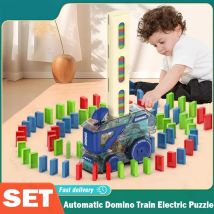 Automatische Verlegung Domino Zug Elektrische Auto Puzzle Intelligenz DIY Bunte Dominosteine Set Pädagogisches Spielzeug Spiel für Kinder Geschenk