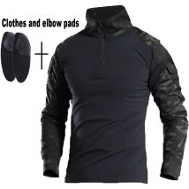 Neue Outdoor-Sport Taktische Jacken + Ellenbogen Pads Jagd Camouflage Tops Camping Atmungsaktiv Schnell Trocknende Kleidung Wandern Klettern