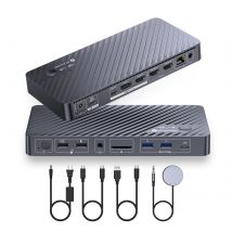 USB-C Docking Station 4K@60Hz Dual Display for Laptop & Desktop, KVM Switch 2 Monitors 2 Computers with Ethernet,EDID(iDock P10)