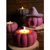Witch Pumpkin Candle Jar Silicone Mold DIY with Lid Flower Pot Casting Molds Plaster Resin Storage Box Craft Making Halloween De