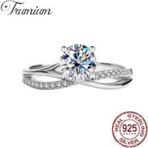 Trumium 1 Karat VVS1 D-Color Moissanit-Diamantringe für Damen, S925-Sterlingsilber, luxuriöser Schmuck, überkreuzte Eheringe
