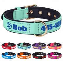 Customized Dog Collar Soft Padded Leather Dog Collar Free Print Name Bone Pet Dog Collars Perro For Medium Large Dogs