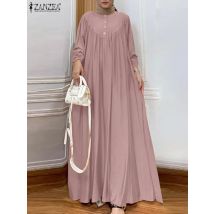 FZANZEA mode Frauen Langarm Muslimischen Maxi Lange Kleid Herbst Dubai Türkei Abaya Hijab Sommerkleid Islamische Kleidung Robe Femme