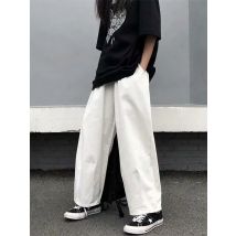 Frühling Sommer Weiß Baumwolle Baggy Hosen Männer Y2k Gerade Casual Hosen Lose Breite bein Cargo Hosen Männliche Koreanische Mode