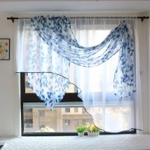 Mode Blatt Druck Schal Volant Design Sheer Voile Wohnzimmer Küche Schlafzimmer Fenster Behandlungen Vorhang 1PCS
