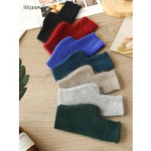 Norek kaszmirowe jesienne zimowe rękawiczki damskie bez palców ciepłe wełniane rękawiczki szopowe długość nadgarstka rękawiczki z otworem na kciuk koreańskie kobiece piękne