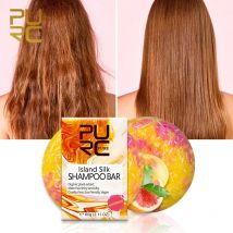 PURC Island Seiden-Shampoo-Riegel, kalte handgemachte Seife, Reparatur beschädigtes Frizz, glättendes Haar, glänzend, für Damen und Herren, festes Reise-Shampoo, 60 g