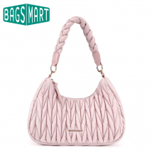 BAGSMART Damen-Hobo-Tasche, flauschige Halbmond-Umhängetasche mit gewebtem Griff oben, gesteppte Daunen-Geldbörse, perfekt für den Alltag