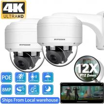 Rilevamento umano in metallo Zoom ottico 4K 8MP 12X 360 °   Telecamera PTZ con rotazione audio esterna ONVIF POE PTZ IP di sorveglianza Speed Doom