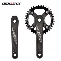 GOLDIX Square Hole Bicycle Crankset Aluminum Alloy MTB Crank 165/170/175mm Length Narrow Wide Teeth 104BCD 32/34/36/38/40/42T