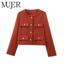 MUJER Kurze Bomberjacken für Damen, Mäntel, Tweed, Halbsaison-Jacke für Damen, langärmelige Winterjacke für Damen, neu in Oberbekleidung