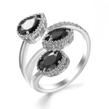 Mode 925 Sterling Silber mehr schicht ige klare schwarze cz Zirkon ringe für Frauen Anillos geometrische stapelbare veränderbare Ringe Bague