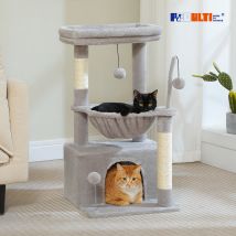 Albero per gatti 4 in 1 con grande condo per gatti, tiragraffi in sisal, amaca profonda, persico superiore accogliente, piccola torre per gatti per interni, giocattoli per gatti