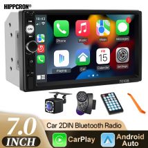 HIPPCRON 7” 2din Car Radio Stereo MP5 Multimedia Player HD Touch Screen FM Receiver Bluetooth Mirror Link AUX Input ISO Power