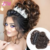 LM Messy Curly Short Kunsthaarverlängerung Chignon Donut Roller Bun Perücke Claw Clip In Haarteil für Frauen