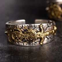 Viking Dragon of Sword  S925  sterling Silver open rings  for man  fashion jewelry